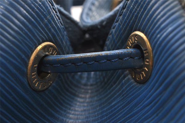 Authentic Louis Vuitton Epi Petit Noe Shoulder Drawstring Bag M44105 Blue 4736I