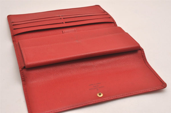 Auth Louis Vuitton Epi Porte Tresor International Wallet Red M63387 LV 4736J