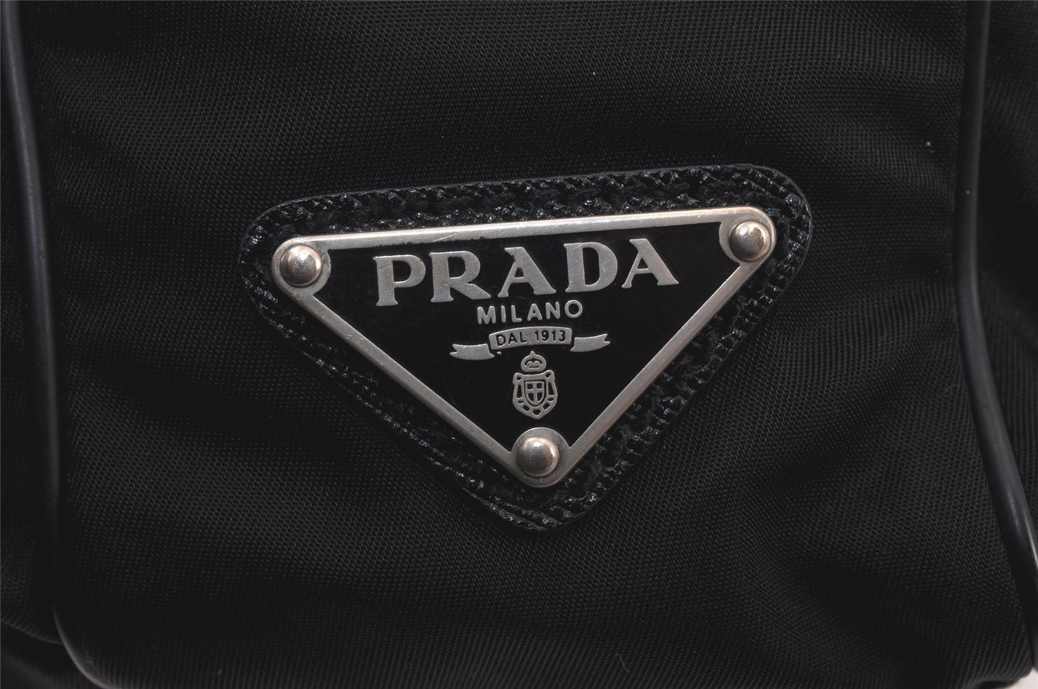 Authentic PRADA Nylon Tessuto Leather Shoulder Cross Body Bag Purse Black 4736K