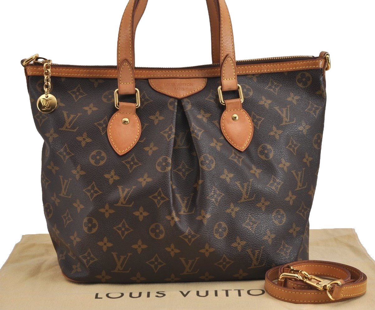 Authentic Louis Vuitton Monogram Palermo PM Shoulder Tote Bag M40145 LV 4738J