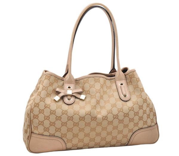 Authentic GUCCI Princy GG Canvas Leather Shoulder Tote Bag 163805 Beige 4738K