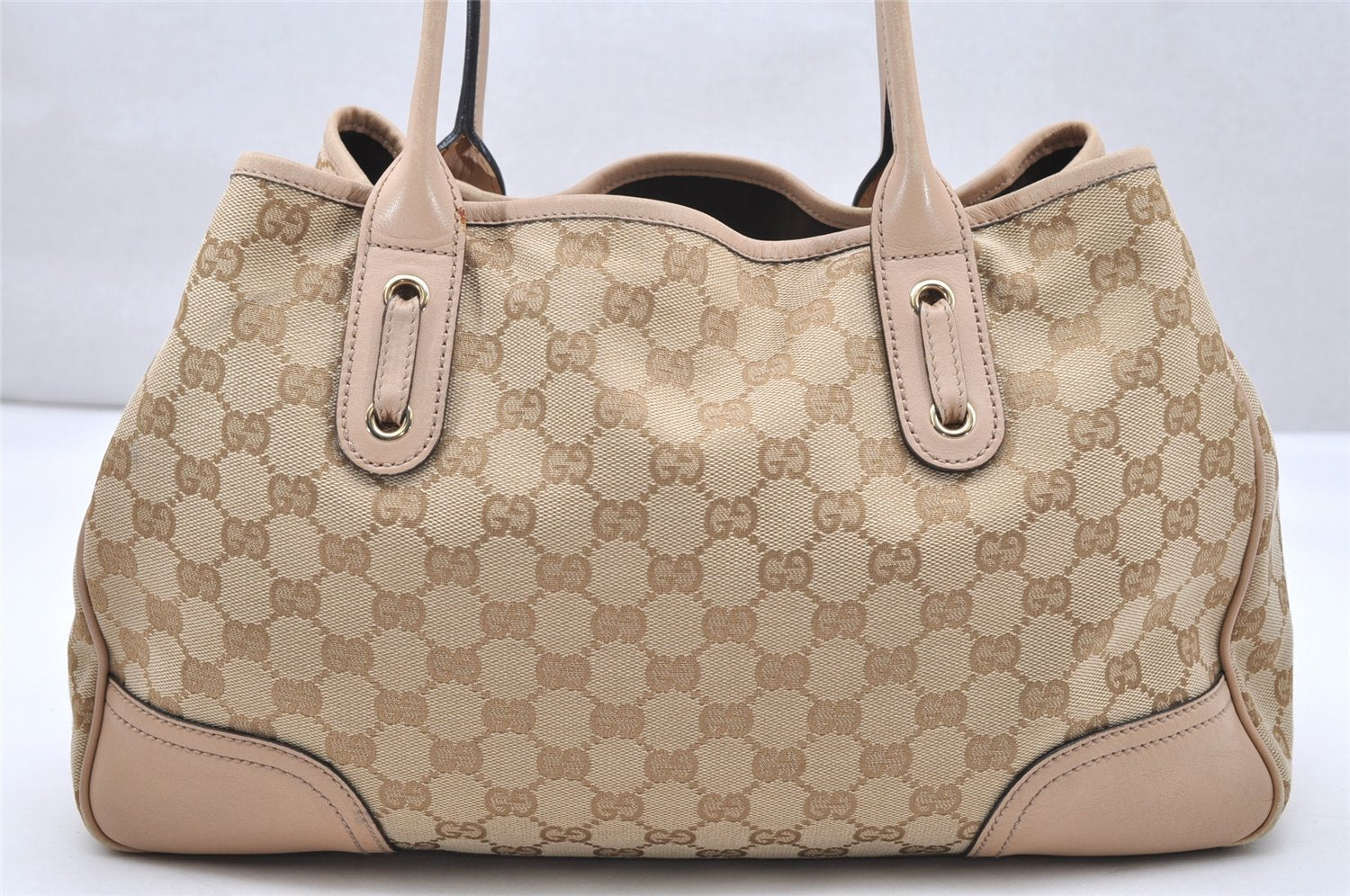 Authentic GUCCI Princy GG Canvas Leather Shoulder Tote Bag 163805 Beige 4738K
