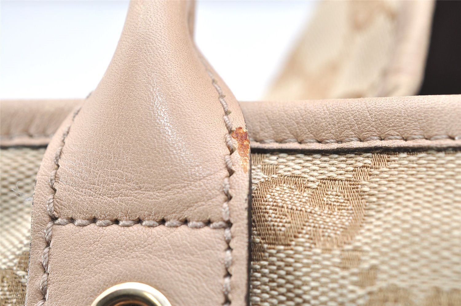 Authentic GUCCI Princy GG Canvas Leather Shoulder Tote Bag 163805 Beige 4738K