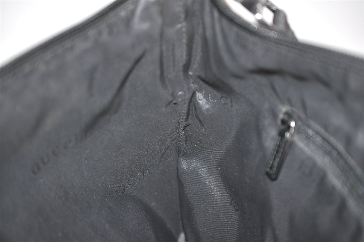 Authentic GUCCI Vintage Shoulder Cross Body Bag Nylon Leather Black  4739I