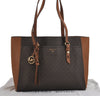 Authentic Michael Kors Vintage PVC Leather Shoulder Tote Bag Brown 4739J