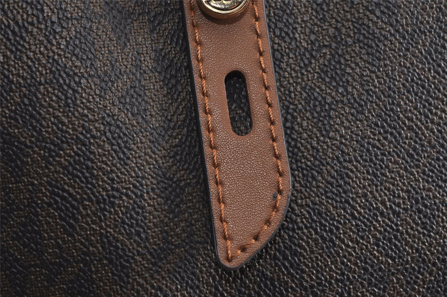Authentic Michael Kors Vintage PVC Leather Shoulder Tote Bag Brown 4739J