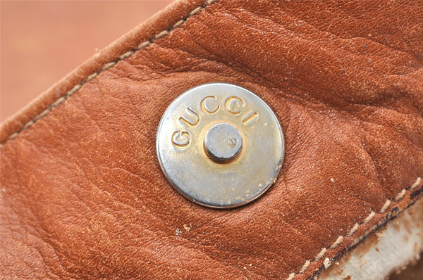 Authentic GUCCI Bamboo 2Way Shoulder Crossbody Hand Bag Leather Brown Junk 4740I