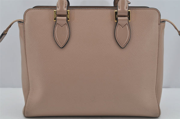 Authentic PRADA Leather Saffiano 2Way Shoulder Hand Bag Pink Beige 4740J