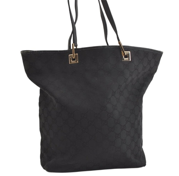 Authentic GUCCI Vintage Shoulder Tote Bag GG Canvas Leather 0021098 Black 4740K