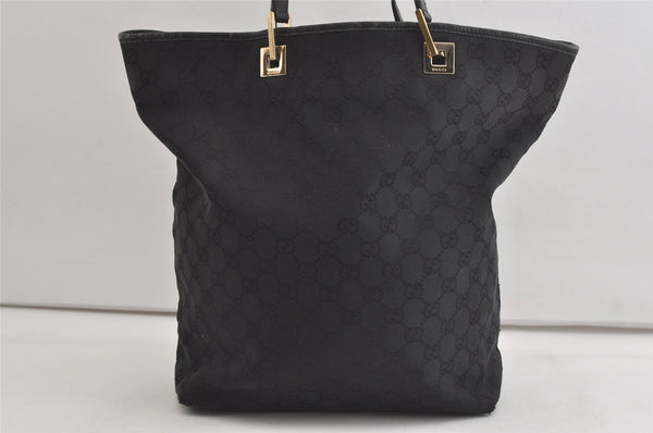 Authentic GUCCI Vintage Shoulder Tote Bag GG Canvas Leather 0021098 Black 4740K