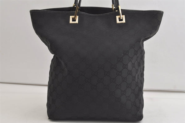 Authentic GUCCI Vintage Shoulder Tote Bag GG Canvas Leather 0021098 Black 4740K