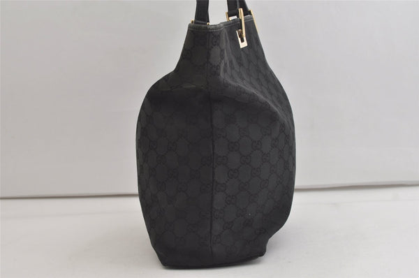 Authentic GUCCI Vintage Shoulder Tote Bag GG Canvas Leather 0021098 Black 4740K
