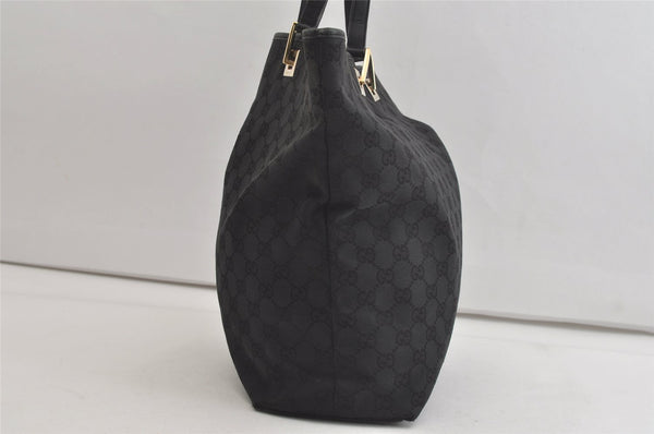 Authentic GUCCI Vintage Shoulder Tote Bag GG Canvas Leather 0021098 Black 4740K