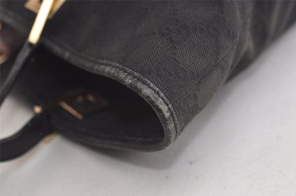 Authentic GUCCI Vintage Shoulder Tote Bag GG Canvas Leather 0021098 Black 4740K