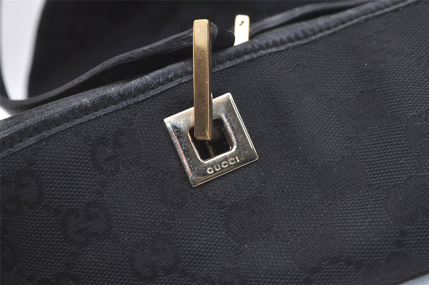 Authentic GUCCI Vintage Shoulder Tote Bag GG Canvas Leather 0021098 Black 4740K