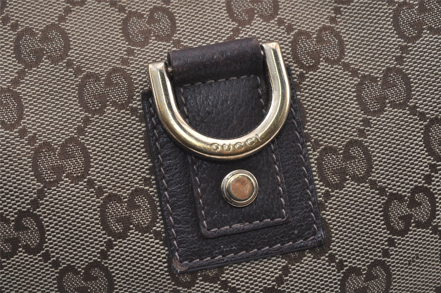 Authentic GUCCI Abbey Shoulder Hand Bag GG Canvas Leather 130738 Brown 4741I