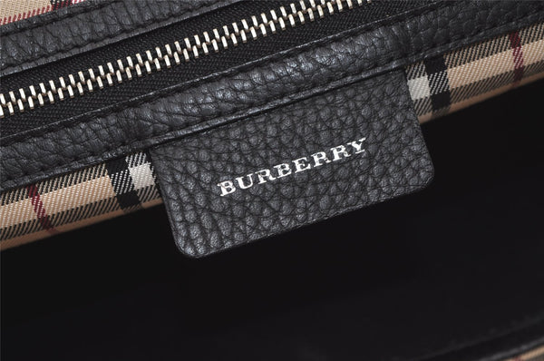 Authentic BURBERRY Vintage Leather Hand Boston Bag Black 4741K