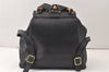 Authentic GUCCI Vintage Bamboo Backpack Purse Leather Black 4742K