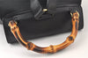 Authentic GUCCI Vintage Bamboo Backpack Purse Leather Black 4742K