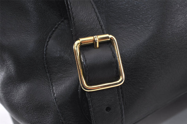 Authentic GUCCI Vintage Bamboo Backpack Purse Leather Black 4742K