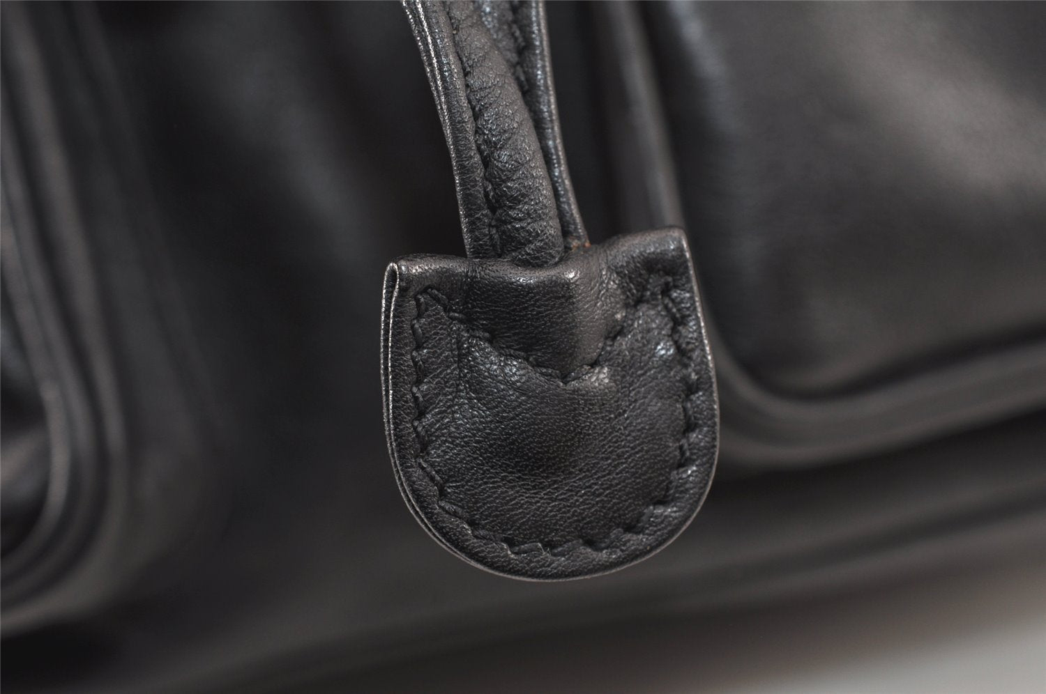 Authentic GUCCI Vintage Bamboo Backpack Purse Leather Black 4742K