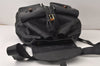 Authentic GUCCI Vintage Bamboo Backpack Purse Leather Black 4742K