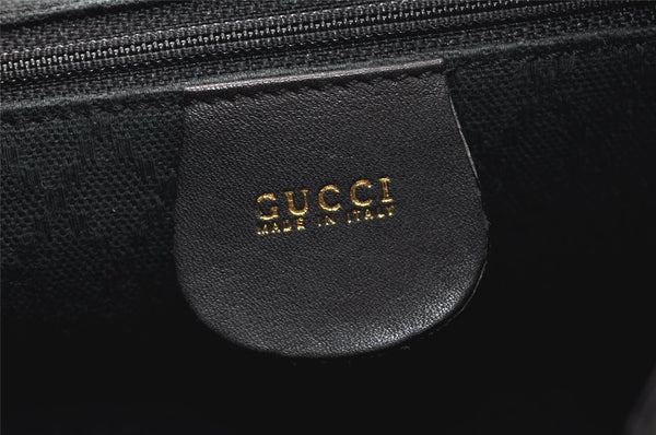 Authentic GUCCI Vintage Bamboo Backpack Purse Leather Black 4742K