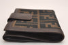 Authentic FENDI Vintage Zucca Bifold Wallet Purse Canvas Leather Brown Box 4743J