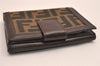 Authentic FENDI Vintage Zucca Bifold Wallet Purse Canvas Leather Brown Box 4743J