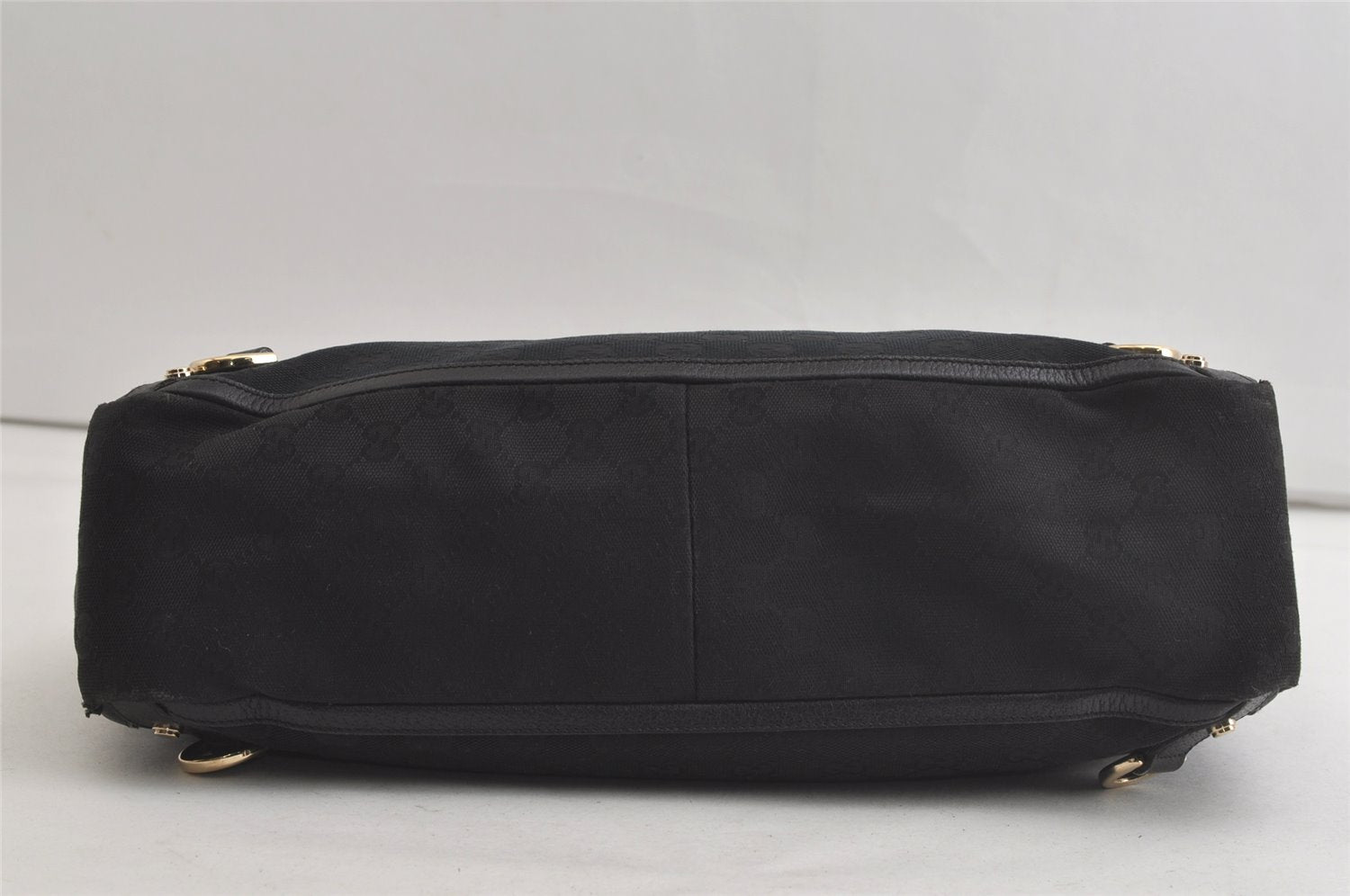 Authentic GUCCI Abbey Shoulder Tote Bag GG Canvas Leather 141472 Black 4744K