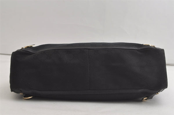Authentic GUCCI Abbey Shoulder Tote Bag GG Canvas Leather 141472 Black 4744K