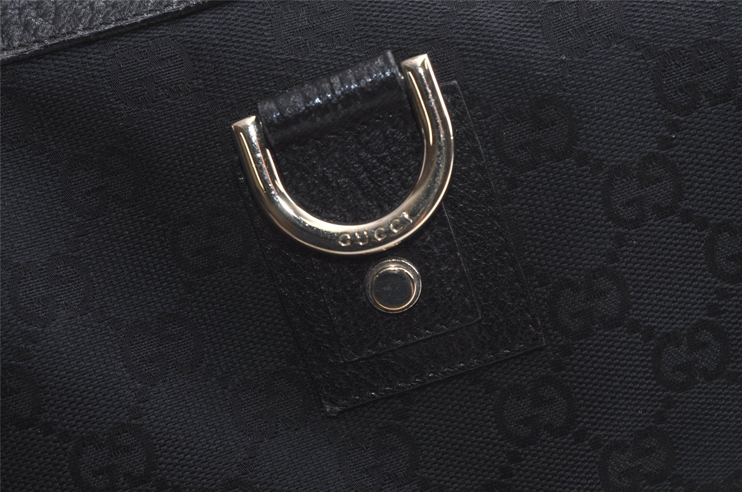 Authentic GUCCI Abbey Shoulder Tote Bag GG Canvas Leather 141472 Black 4744K