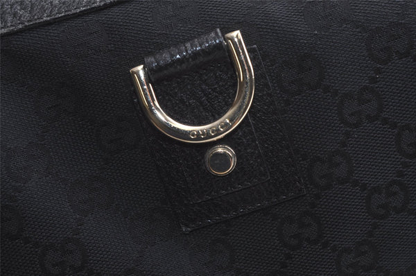 Authentic GUCCI Abbey Shoulder Tote Bag GG Canvas Leather 141472 Black 4744K