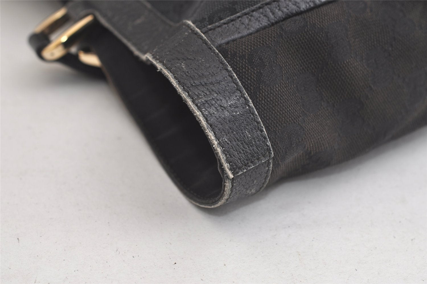 Authentic GUCCI Abbey Shoulder Tote Bag GG Canvas Leather 141472 Black 4744K