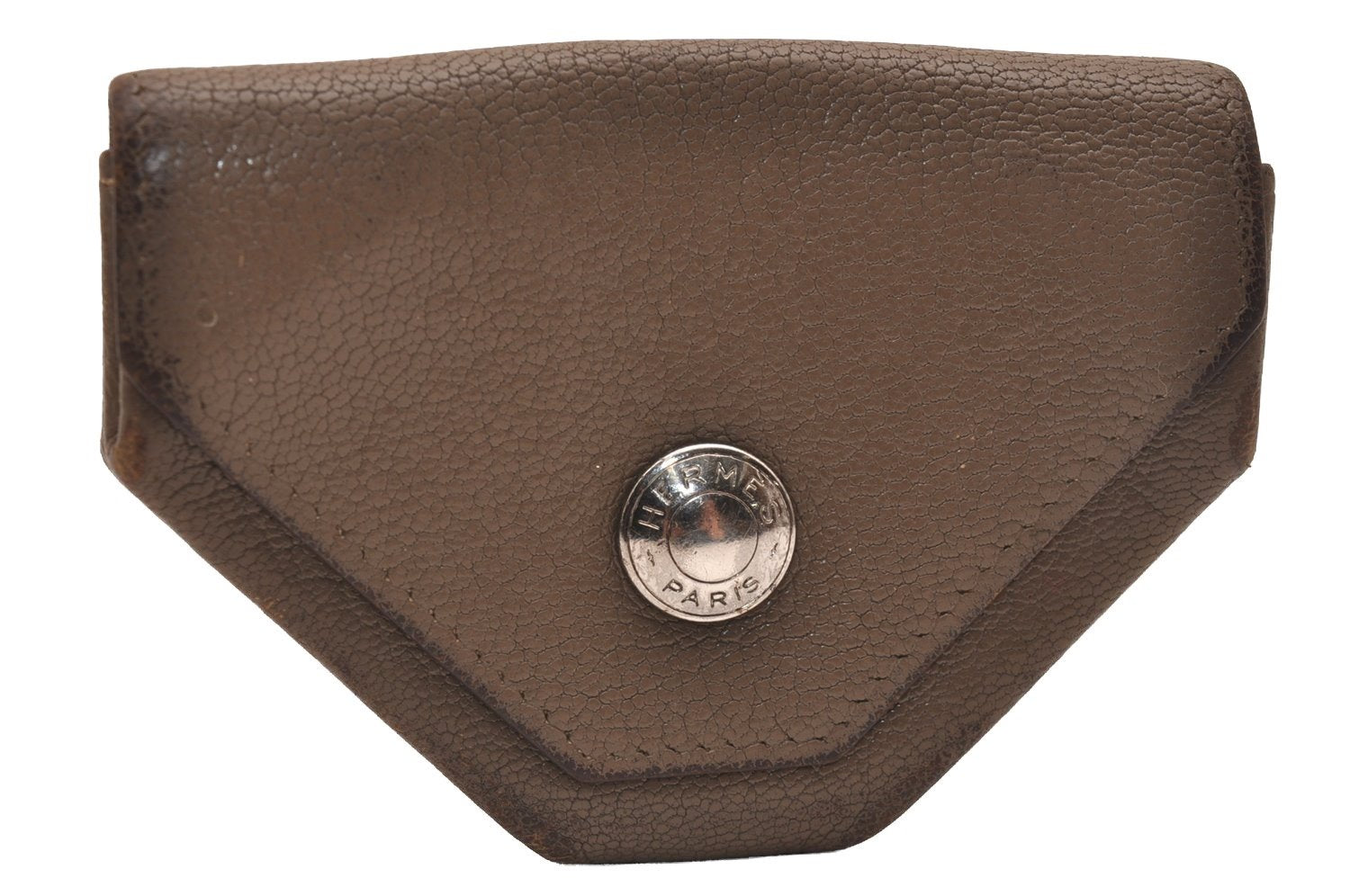 Authentic HERMES Levain Quatre Coin Purse Wallet Leather Brown 4746J