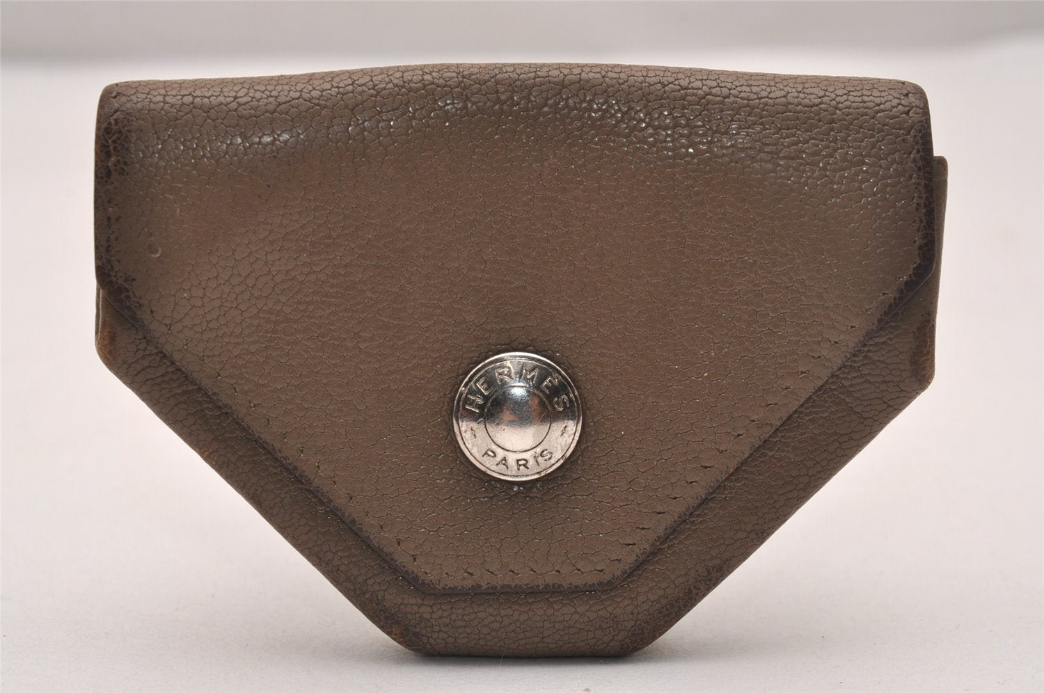Authentic HERMES Levain Quatre Coin Purse Wallet Leather Brown 4746J