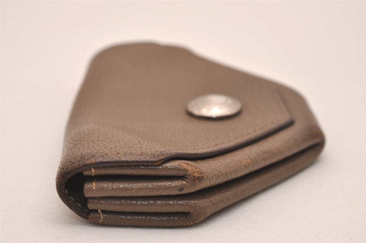 Authentic HERMES Levain Quatre Coin Purse Wallet Leather Brown 4746J