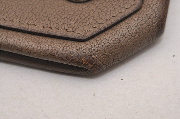 Authentic HERMES Levain Quatre Coin Purse Wallet Leather Brown 4746J