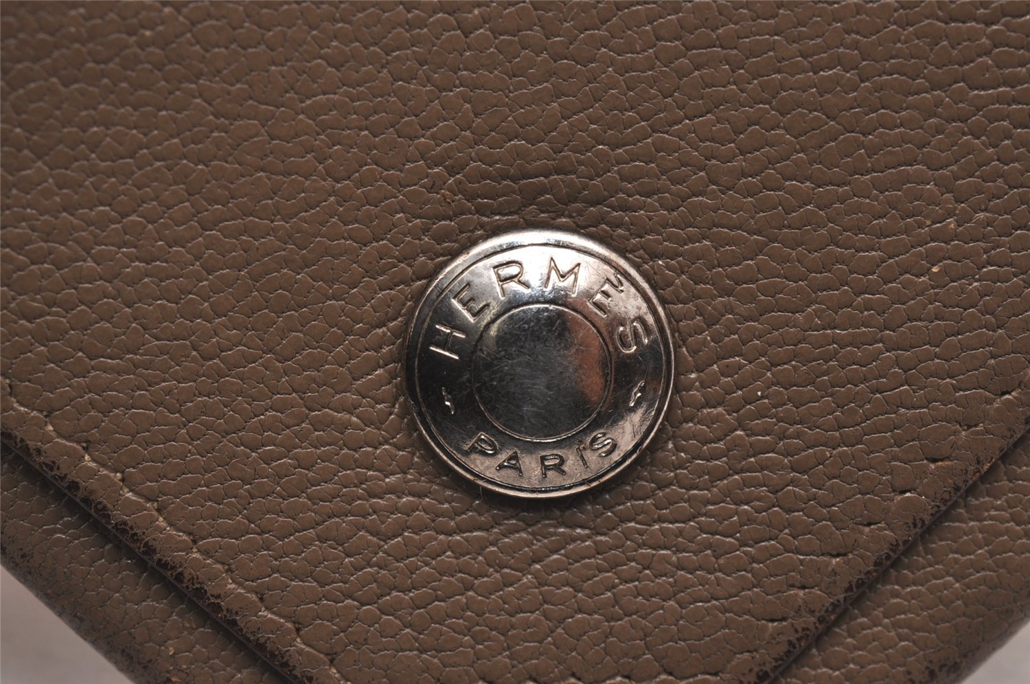 Authentic HERMES Levain Quatre Coin Purse Wallet Leather Brown 4746J
