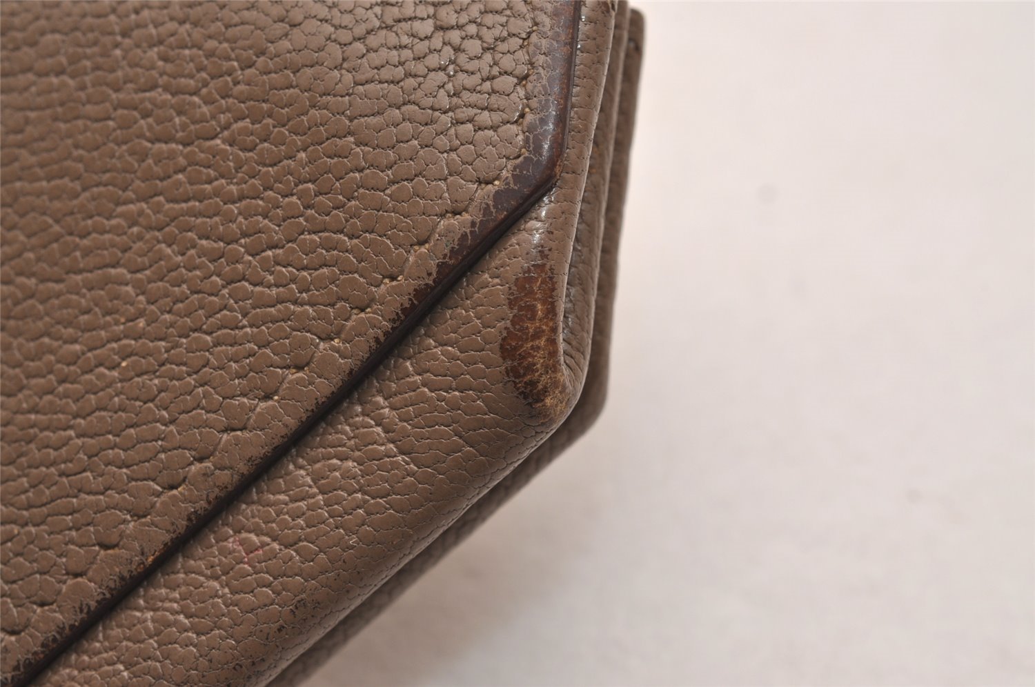 Authentic HERMES Levain Quatre Coin Purse Wallet Leather Brown 4746J