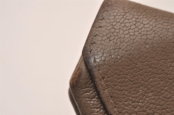 Authentic HERMES Levain Quatre Coin Purse Wallet Leather Brown 4746J