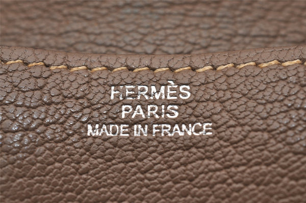 Authentic HERMES Levain Quatre Coin Purse Wallet Leather Brown 4746J