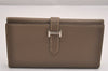 Authentic HERMES Bearn 2 PLIS Leather Trifold Long Wallet Purse Brown Box 4748J