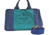 Authentic PRADA Vintage Canapa M Canvas 2Way Shoulder Hand Bag Blue 4750K