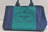 Authentic PRADA Vintage Canapa M Canvas 2Way Shoulder Hand Bag Blue 4750K