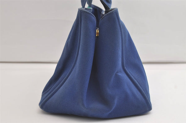 Authentic PRADA Vintage Canapa M Canvas 2Way Shoulder Hand Bag Blue 4750K