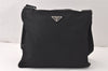 Authentic PRADA Nylon Tessuto Leather Shoulder Cross Body Bag Black 4753K