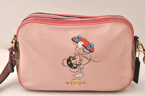 Authentic COACH Disney Shoulder Cross Body Bag Purse Leather 3717 Pink 4755K