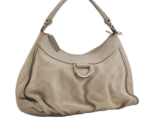 Authentic GUCCI Guccissima Abbey Shoulder Bag GG Leather 189833 White Junk 4756J