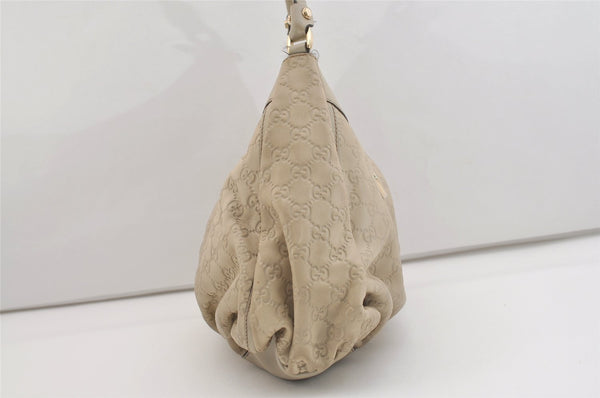 Authentic GUCCI Guccissima Abbey Shoulder Bag GG Leather 189833 White Junk 4756J